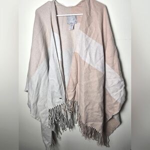 Women's Soia & Kyo Pullover Color Block Fringe Poncho, One Size